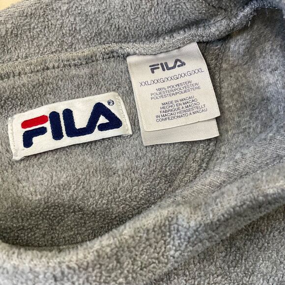 FILA Spell Out Fleece Sweatshirt Embroidered Logo Grey Men’s Size XXL - Picture 7 of 14